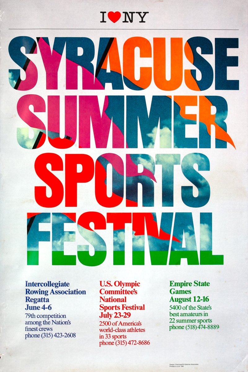 I Love New York Syracuse Summer Sports Festival Poster