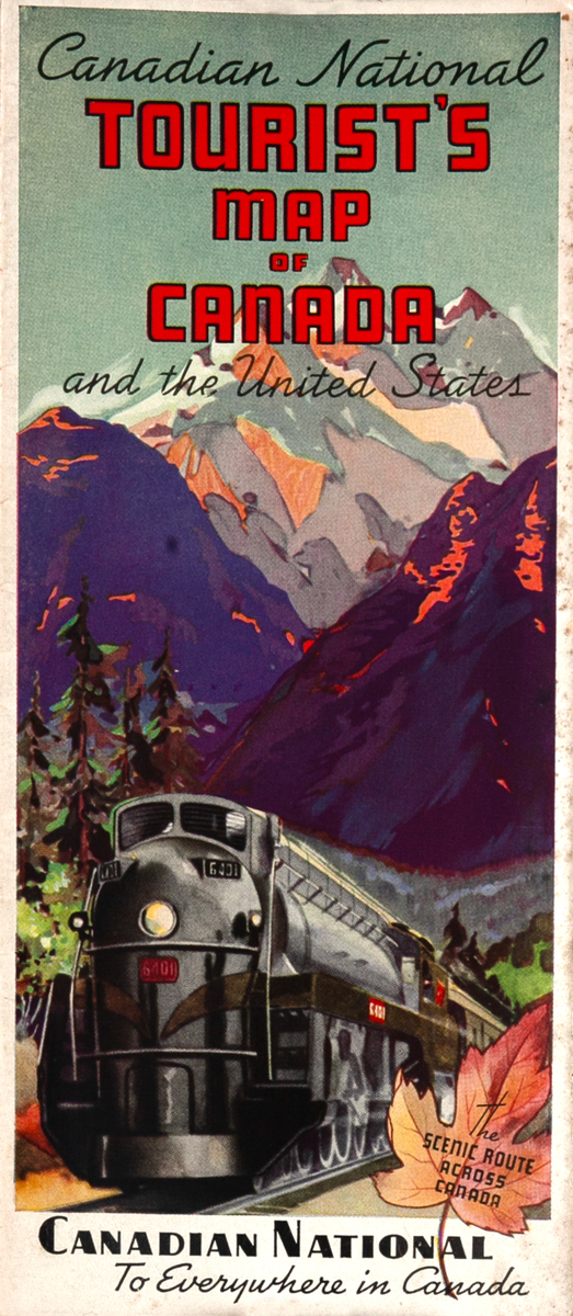 Canadian National Tourist's Map of Canada and the United States Original Railroad Travel Brochure