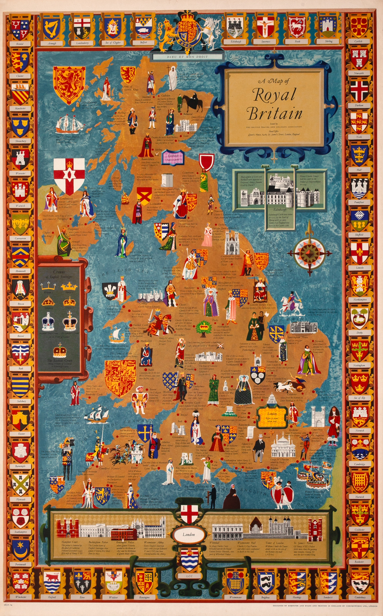 A Map Of Royal Britain Original Travel Poster