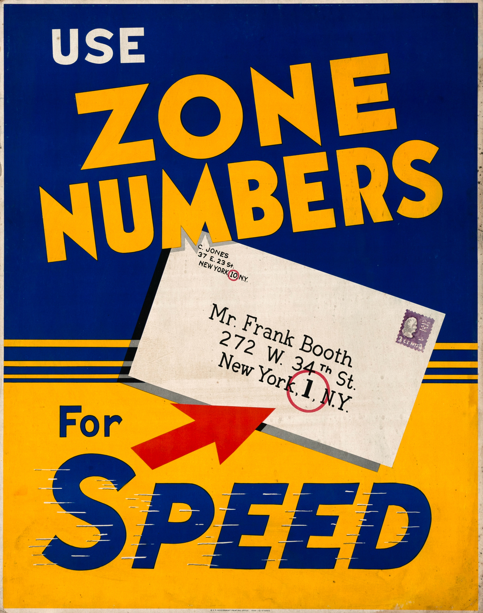 Use Zone Numbers for Speed, US Citizenship Postal Poster