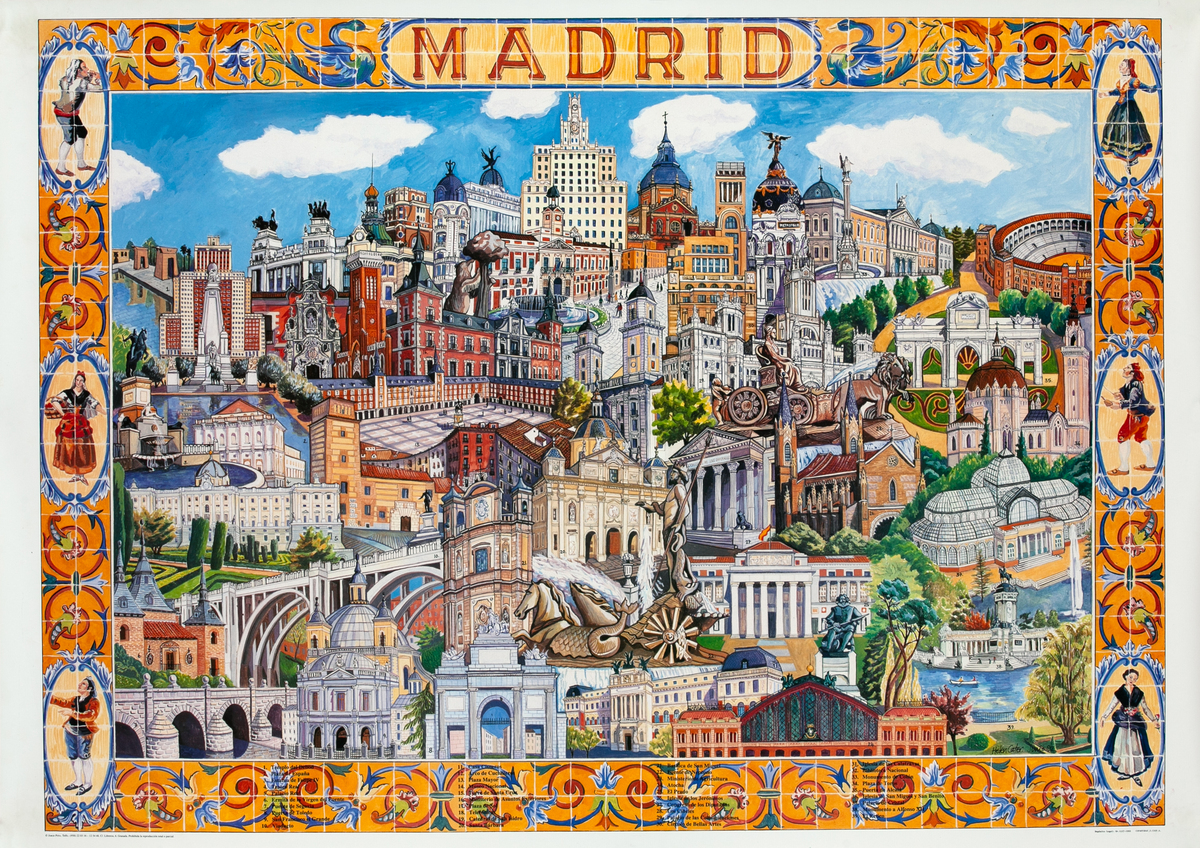 Madrid - Original Spanish Illustrated Map Travel Poster