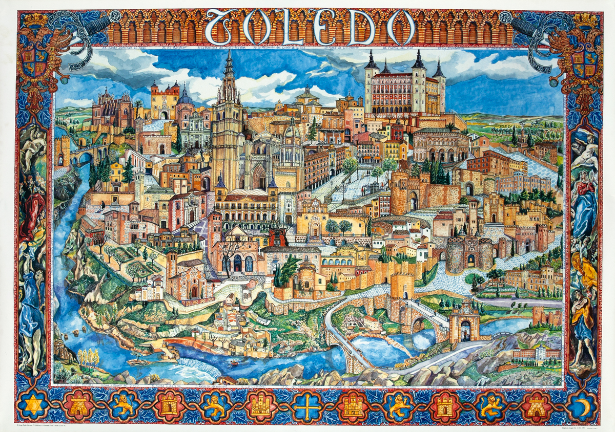 Toledo - Original Spanish Illustrated Map Travel Poster