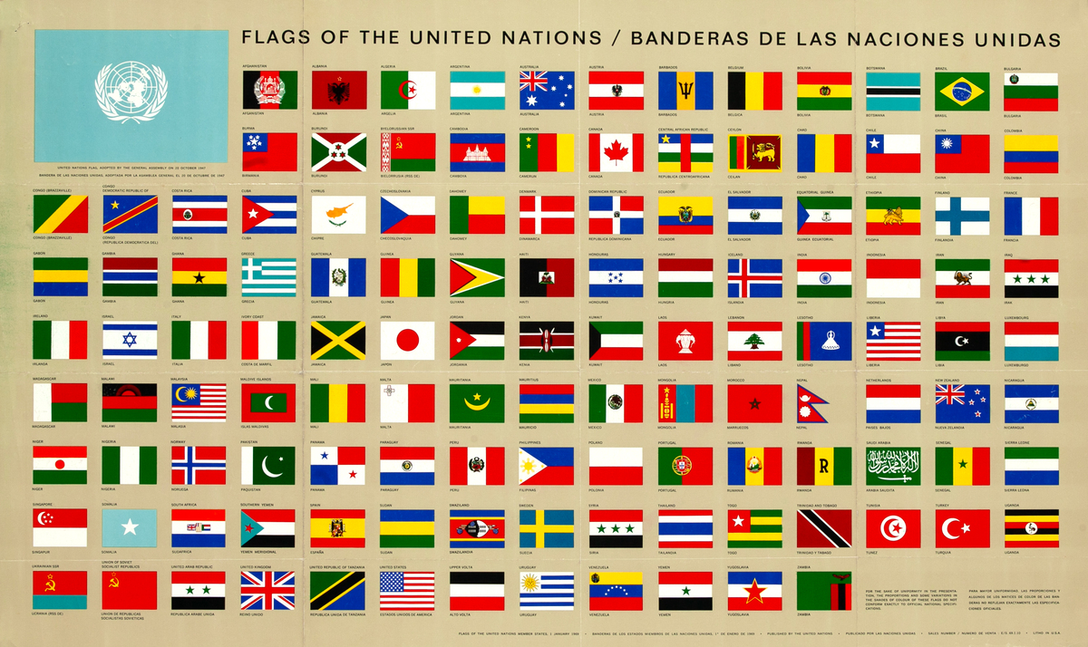 Flags of the United Nations / Banderas de las Naciones Unidas Original UN Poster