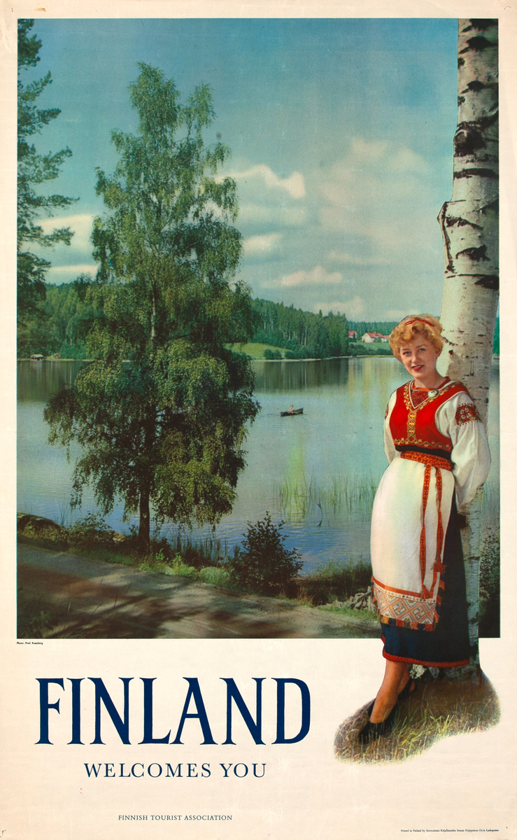 Finland Welcomes You Original Finnish Tourist Association Travel Poster