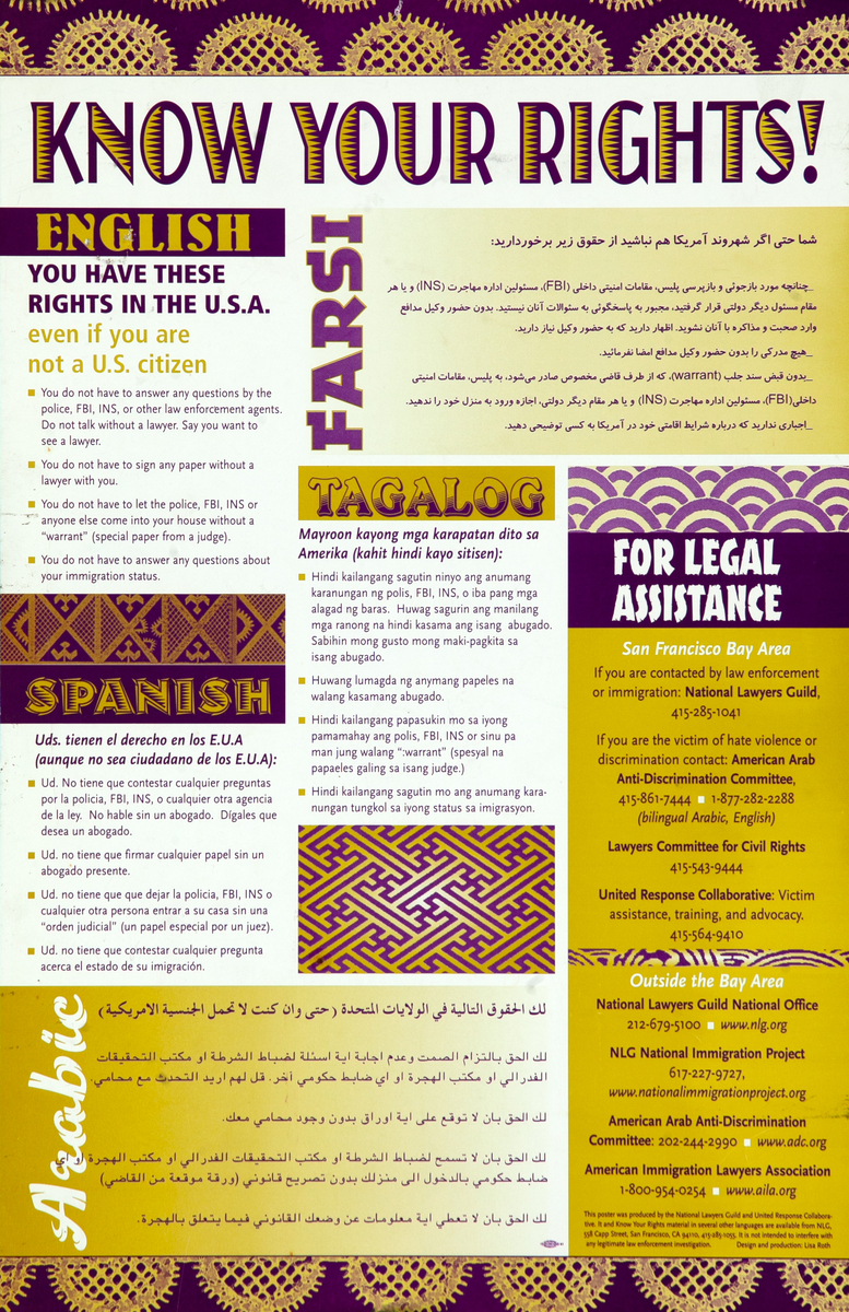 Know Your Rights Citizenship and Protest Poster