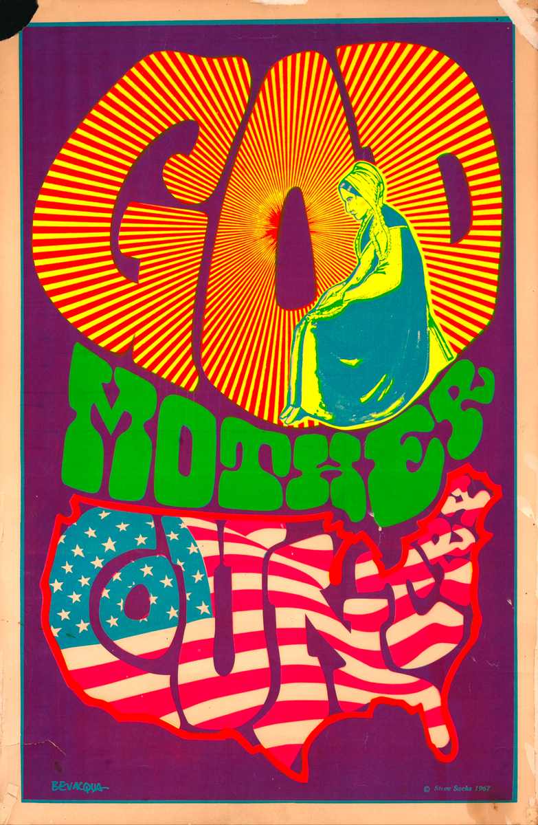 God Mother Country Flourescent Psychedelic Black Light Poster