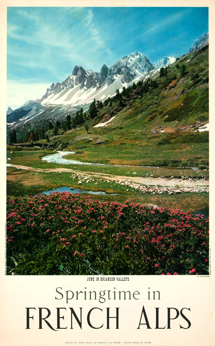 Springtime in French Alps Original France Travel Poster