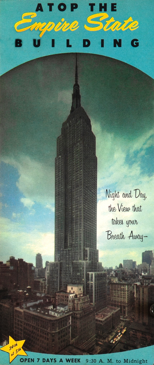 Atop the Empire State Building New York City Original Travel Brochure 