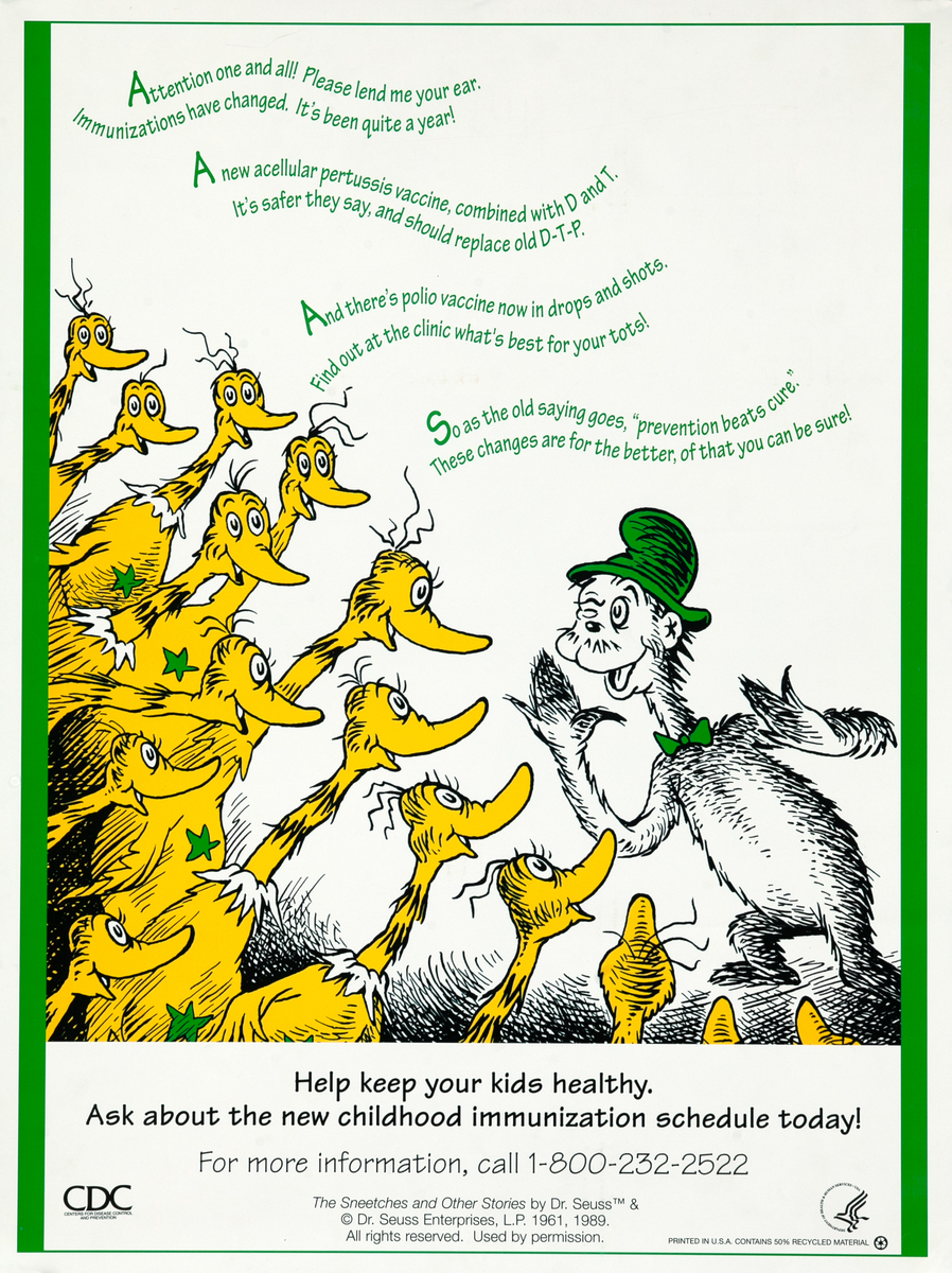 The Sneetches and Other Stories CDC Dr. Seuss Immunization Poster