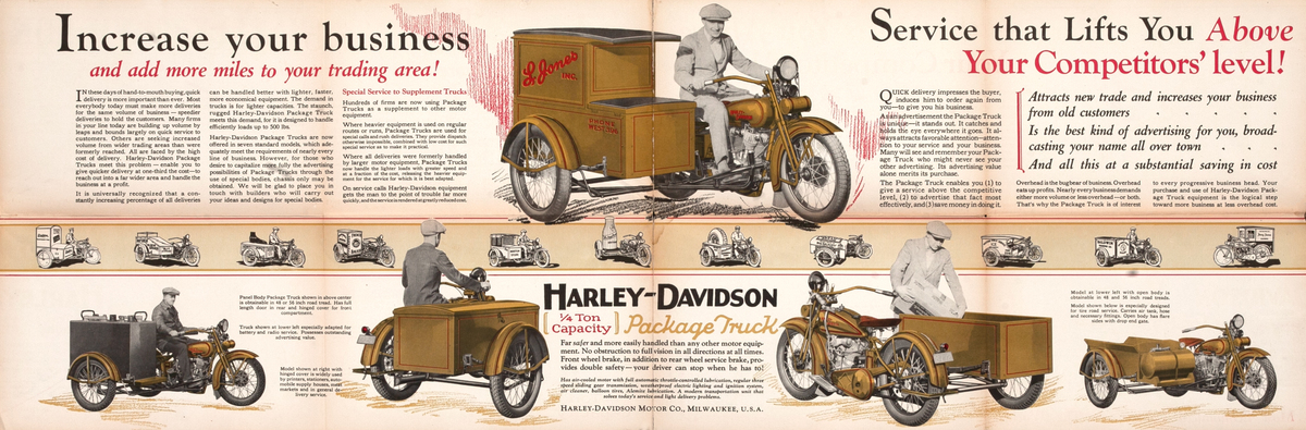 Harley Davidson Package Truck Brochure Poster Twice the Deliveries each in 1/2 the Time