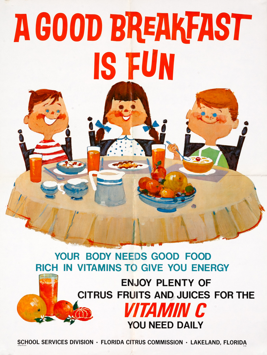 Florida Citrus Commission - A Good Breakfast is Fun Original Health Poster