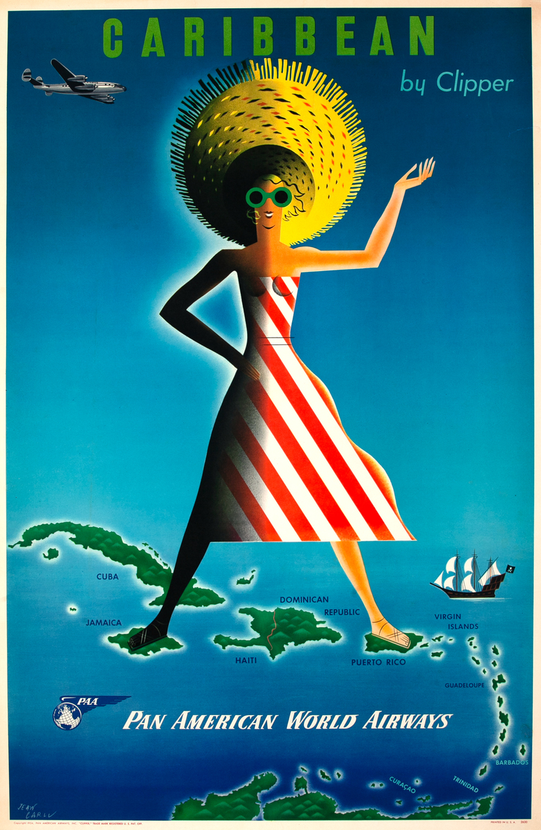 Caribbean by Clipper Pan American World Airways Poster Constellation
