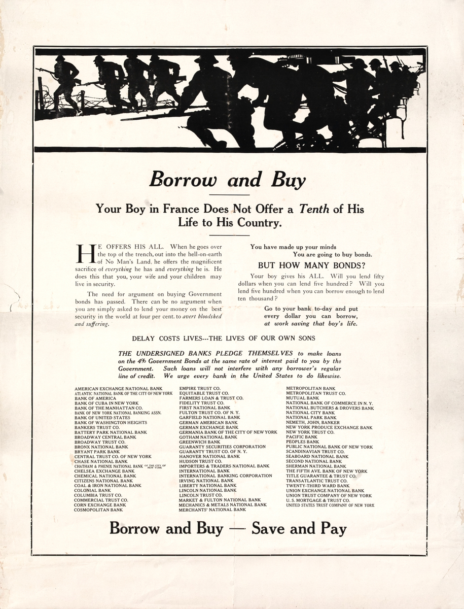 Borrow and Buy Original WWI American Bond Poster