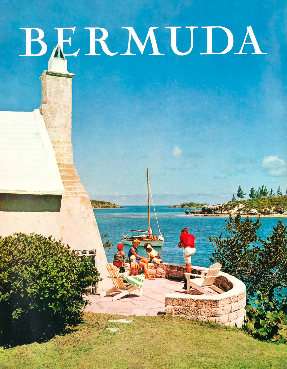 Bermuda Original Travel Poster Family on Patio Photo