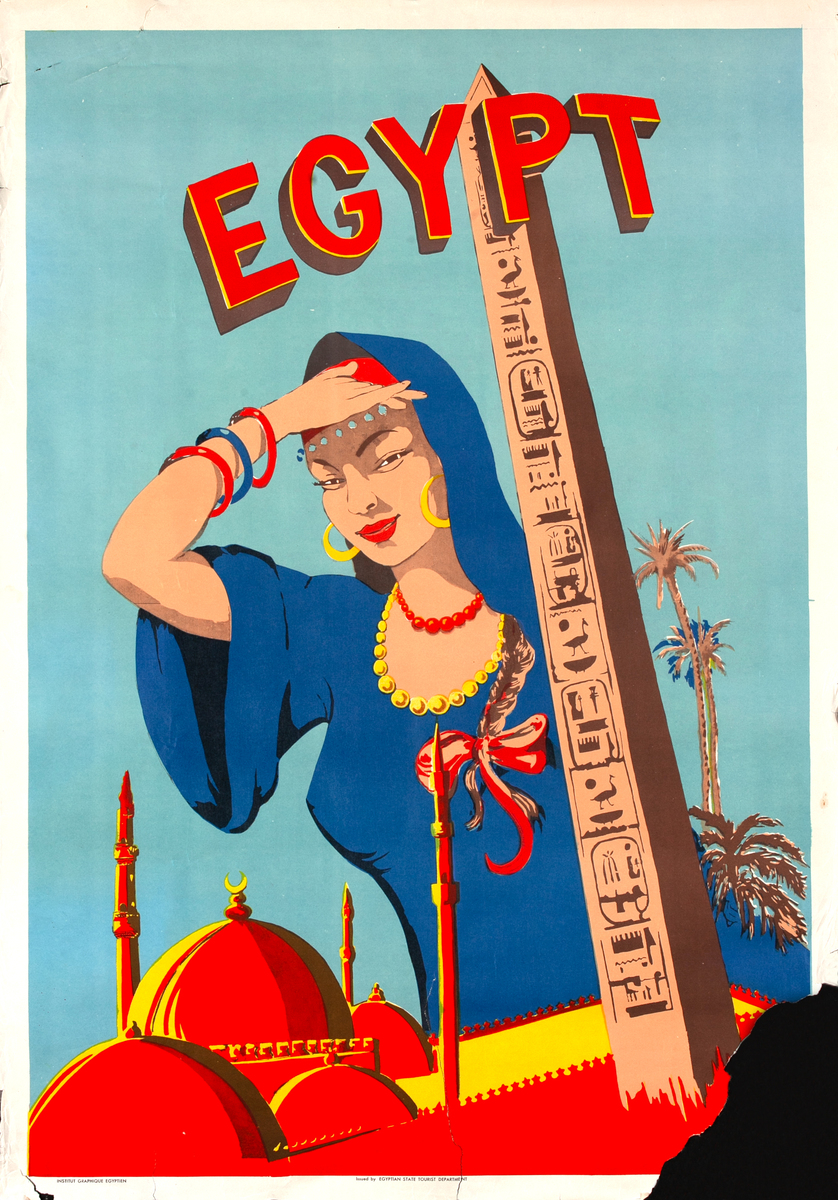 Egypt Original Travel Poster Women and Obelisk