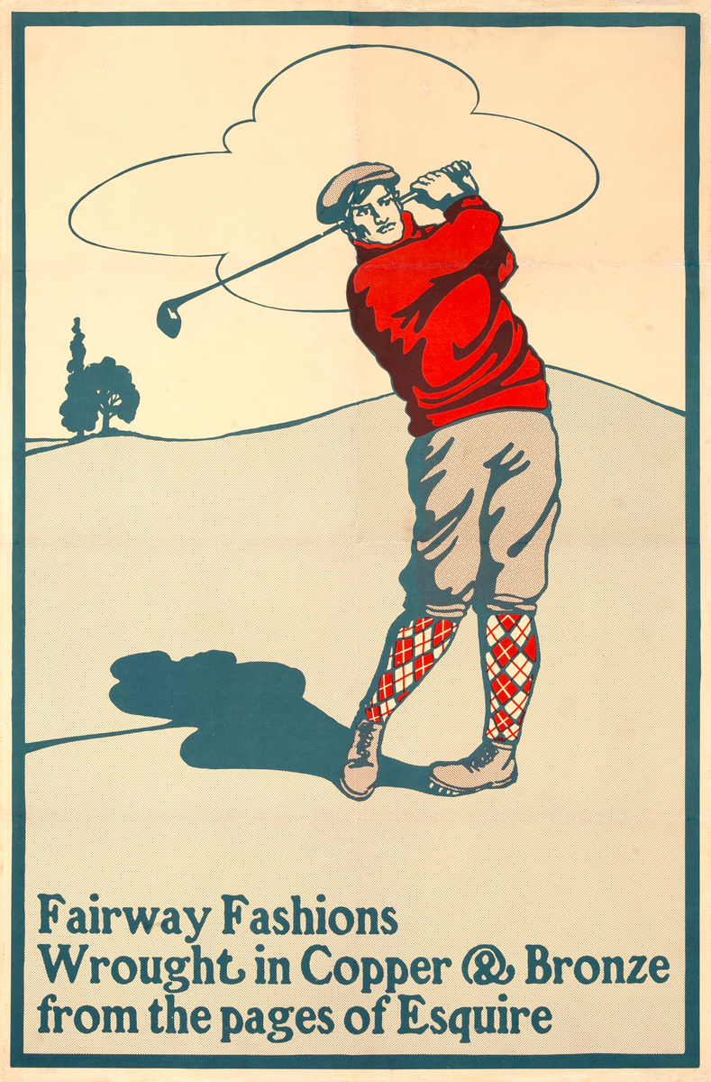 Fairway Fashion Wrought in Copper and Bronze Original Golf Clothing Advertising Poster