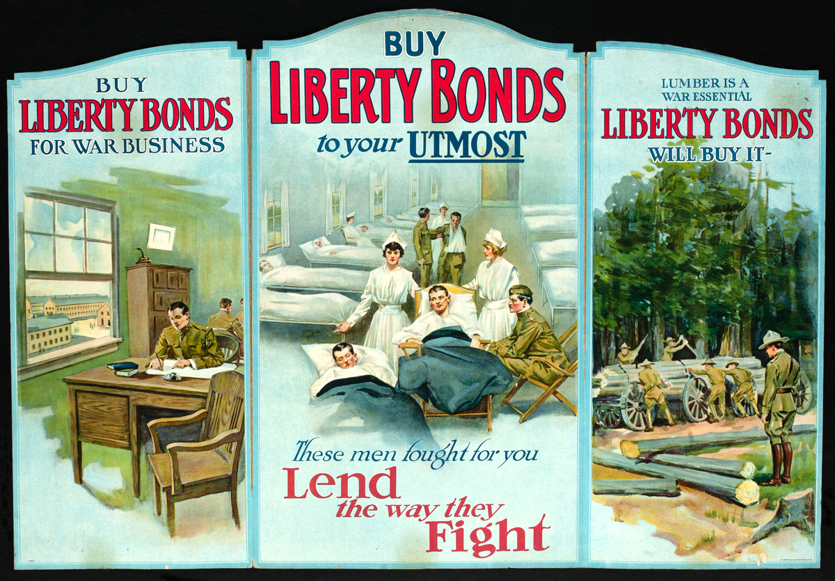 Buy Liberty Bonds to Your Utmost Original WWI Trifold Bond Standee