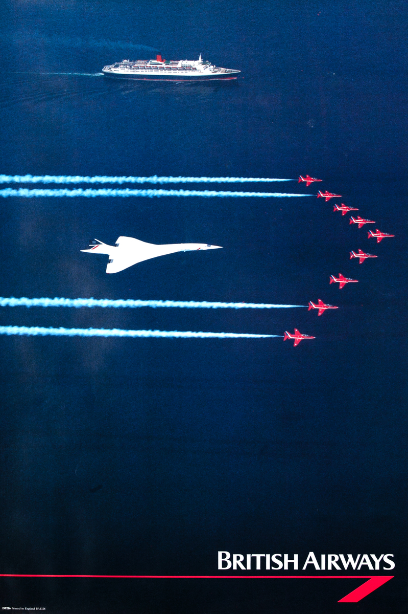 British Airways Original Travel Poster Concorde and  Red Arrows