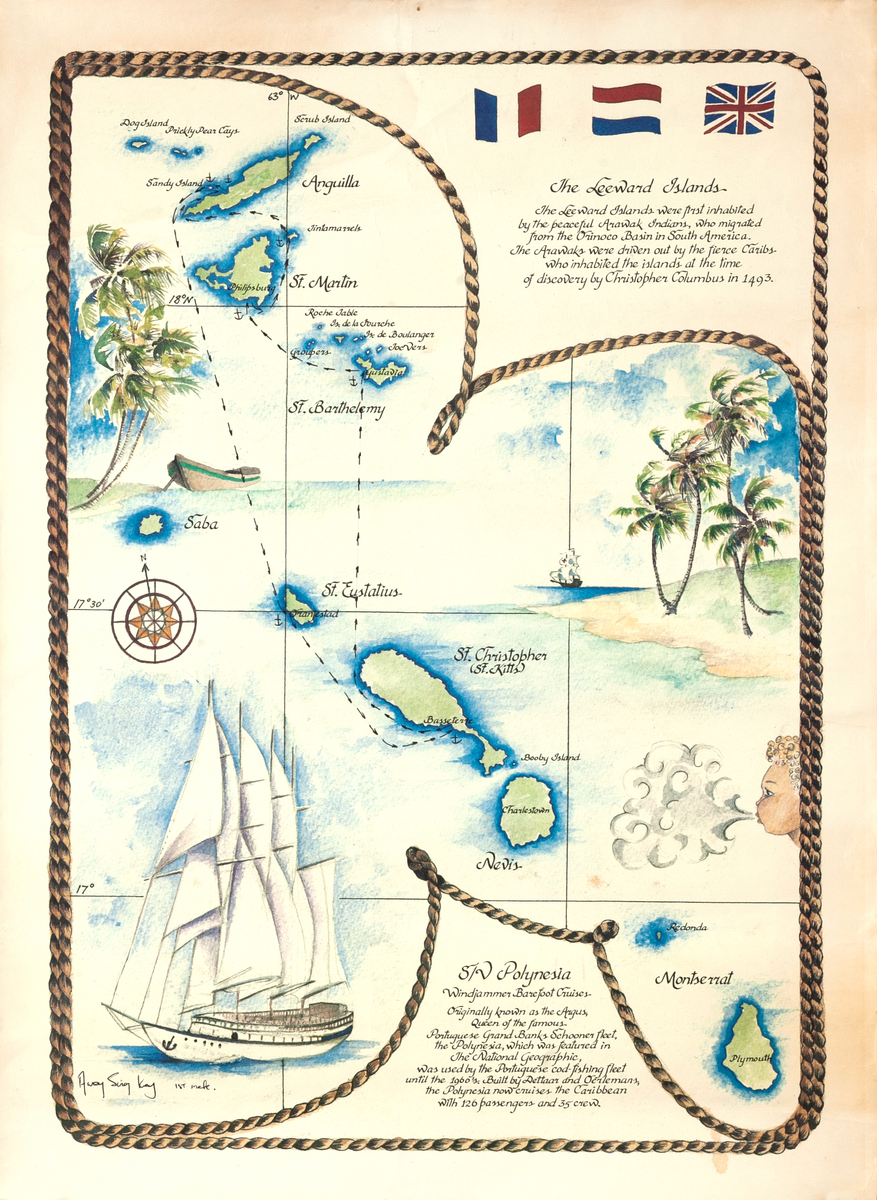 S/V Polynesia - The Leeward Islands Original Cruise Travel Poster