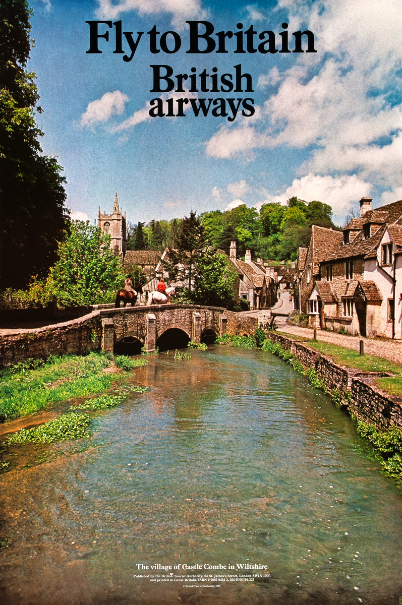 Fly to Britain Original British Airways Travel Poster