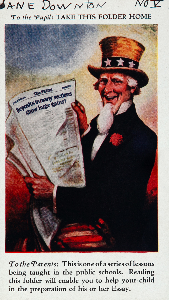 Original Bank Finance Brochure - Uncle Sam Deposits in many sections show huge Gains!