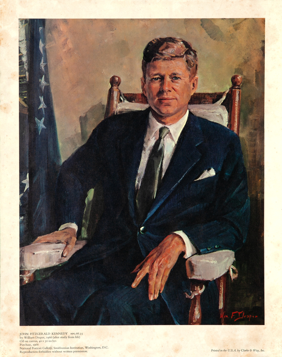 John Fitzgerald Kennedy by William Draper Original Political Print