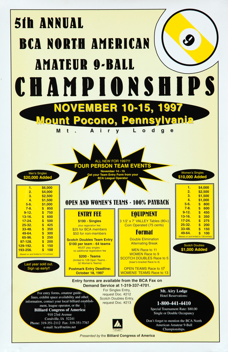 5th Annual BCA North American Amateur 9-Ball Championships Original Poster