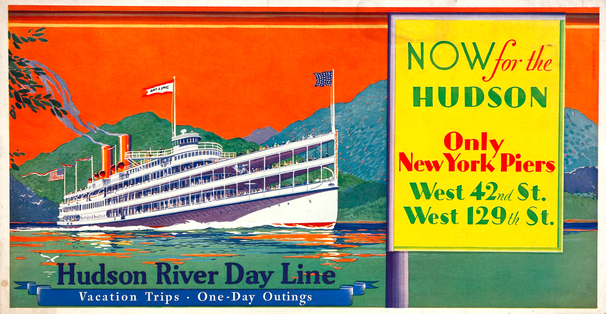 Hudson River Day Line - Vacation Trips, One Day Outings Original Cruise Poster