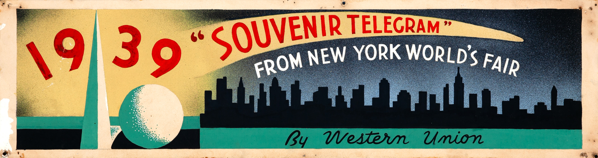 Souvenir Telegram from New York World's Fair Original 1939 World Fair Poster