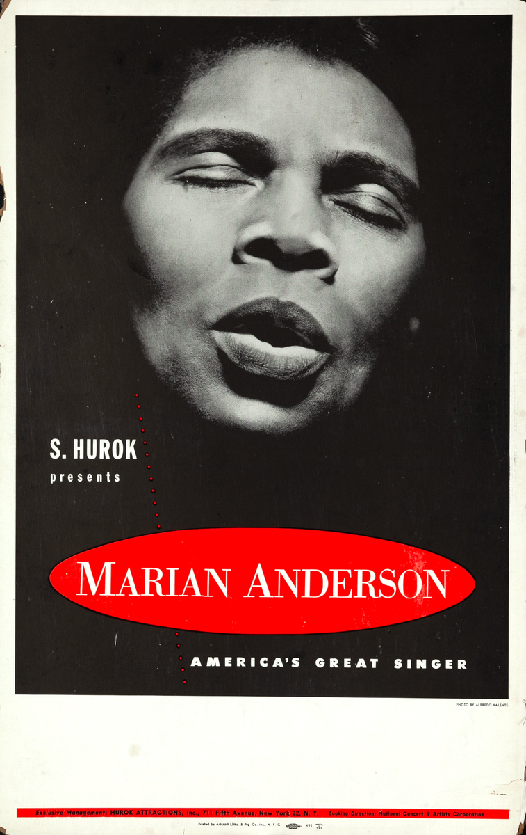 S. Hurok Presents Marian Anderson America's Great Singer Original Poster