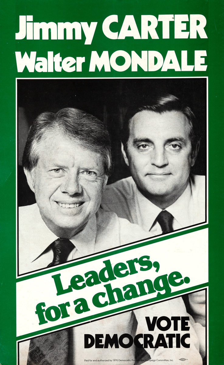 Jimmy Carter Walter Mondale Original Campaign Poster Leaders, for a Change