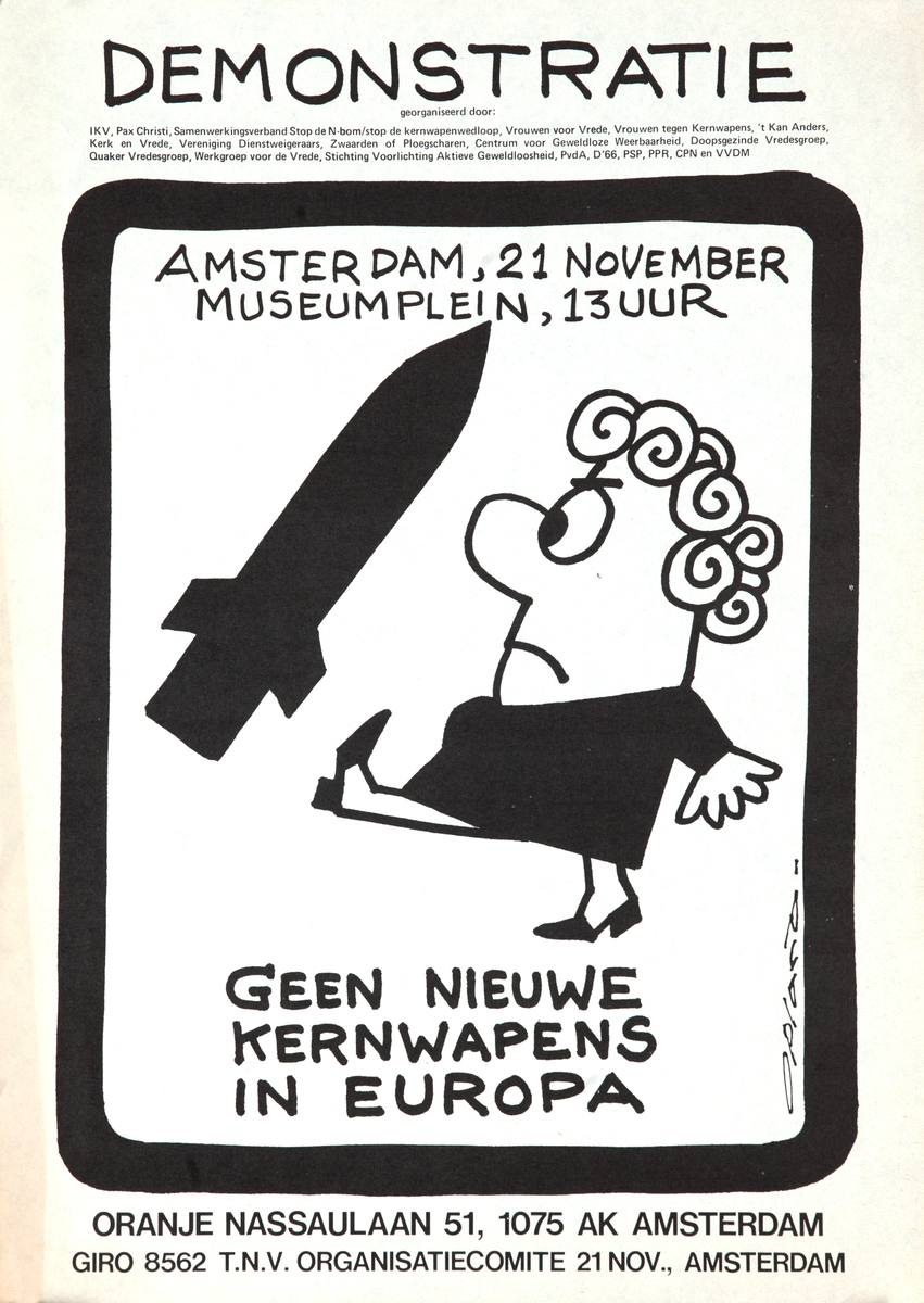 Demonstratie Geen Nieuwe Kernwapens in Europa Original Anti-Nuclear War Protest Poster