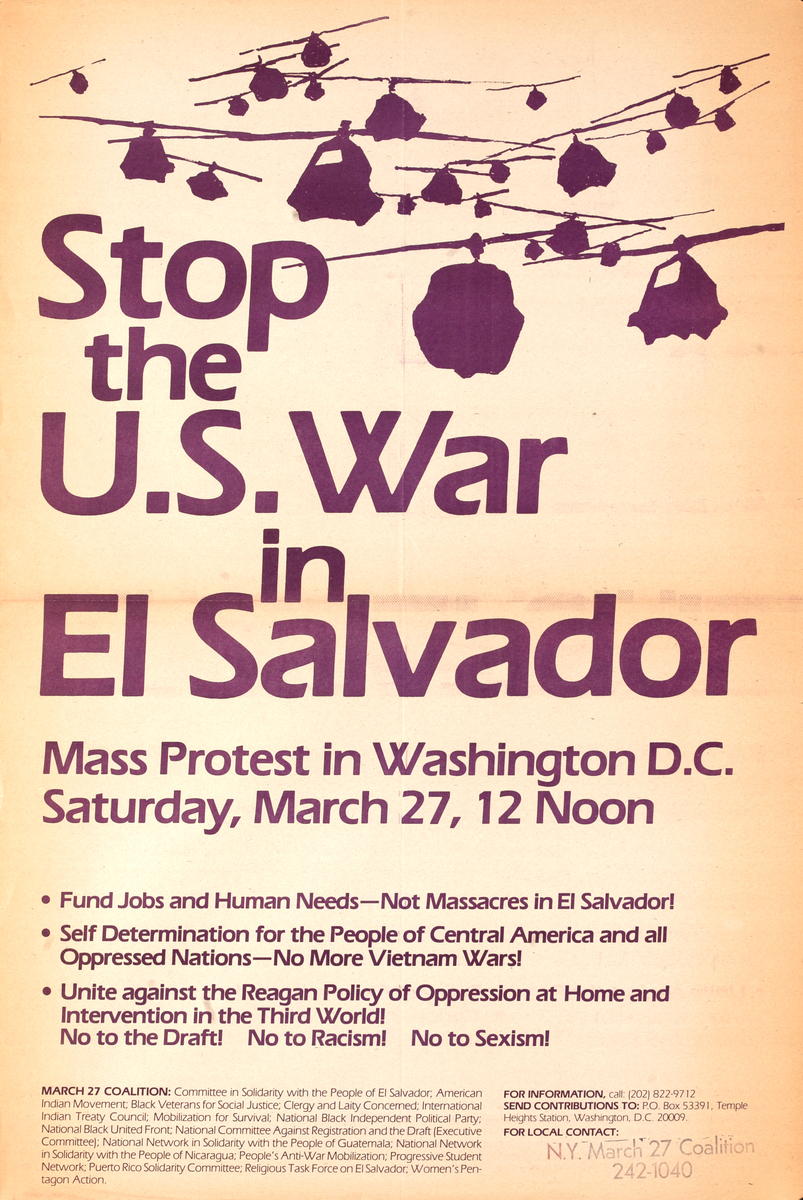 Stop the U.S. War in El Salvador Original Protest Poster