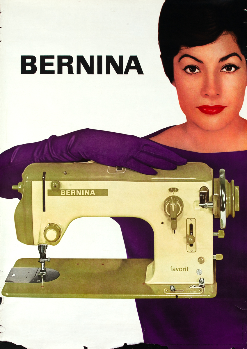 Bernina Original Swiss Sewing Machine Advertising Poster Purple