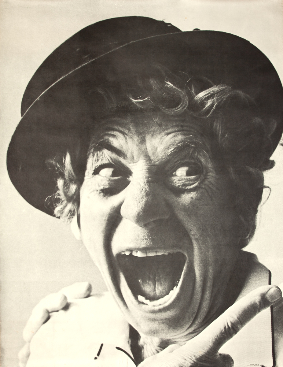 Harpo Marx Original Black and White Psychedelic Era Poster