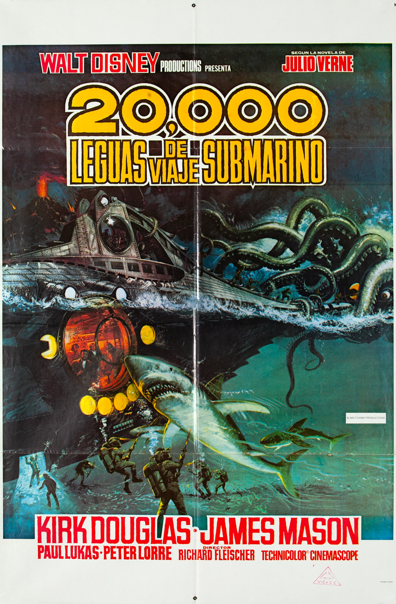 20,000 Leagues Under The Sea Spanish 1 Sheet Movie Poster