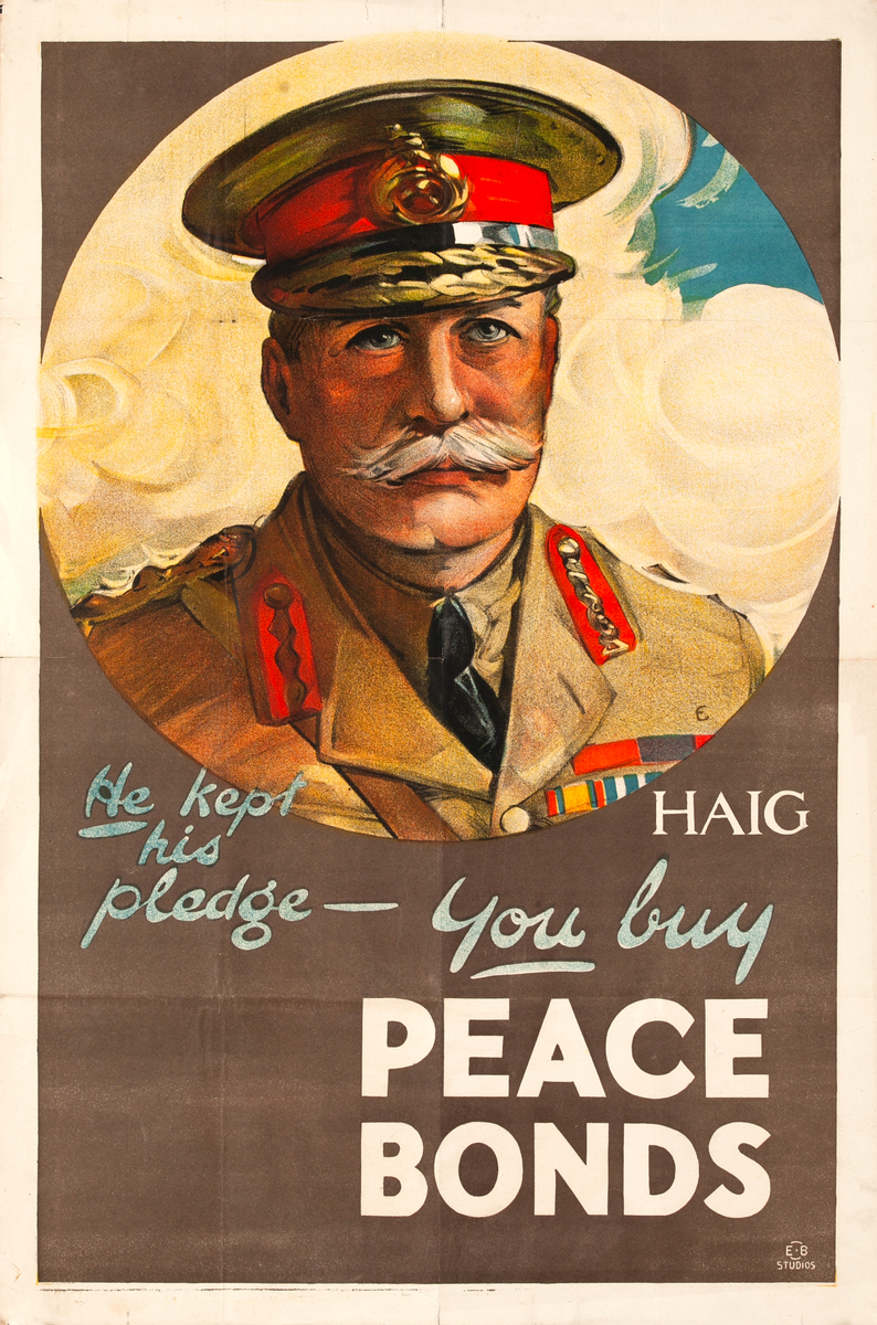 He Kept His Pledge - You Buy Peace Bonds Original WWI Australia Bond Poster