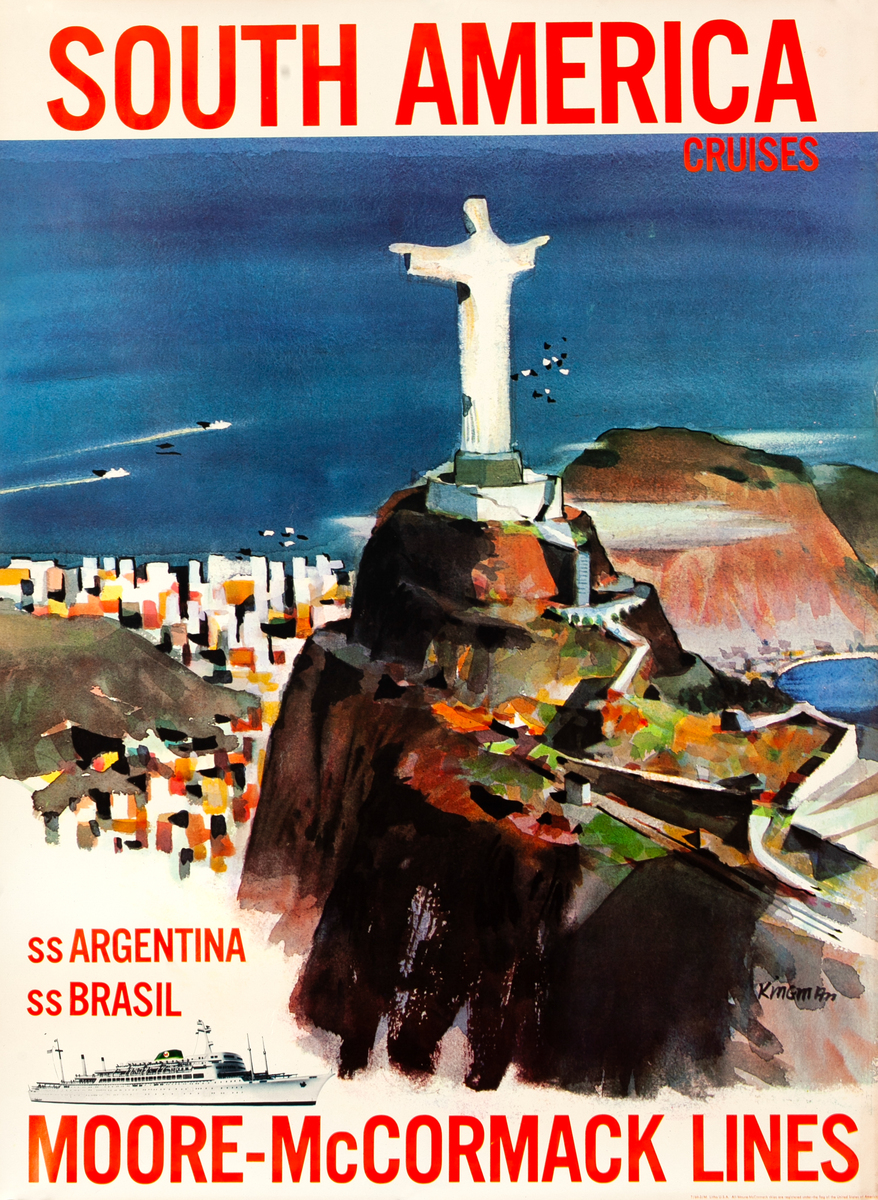 South America Cruises Original Moore-McCormack Lines Travel Poster