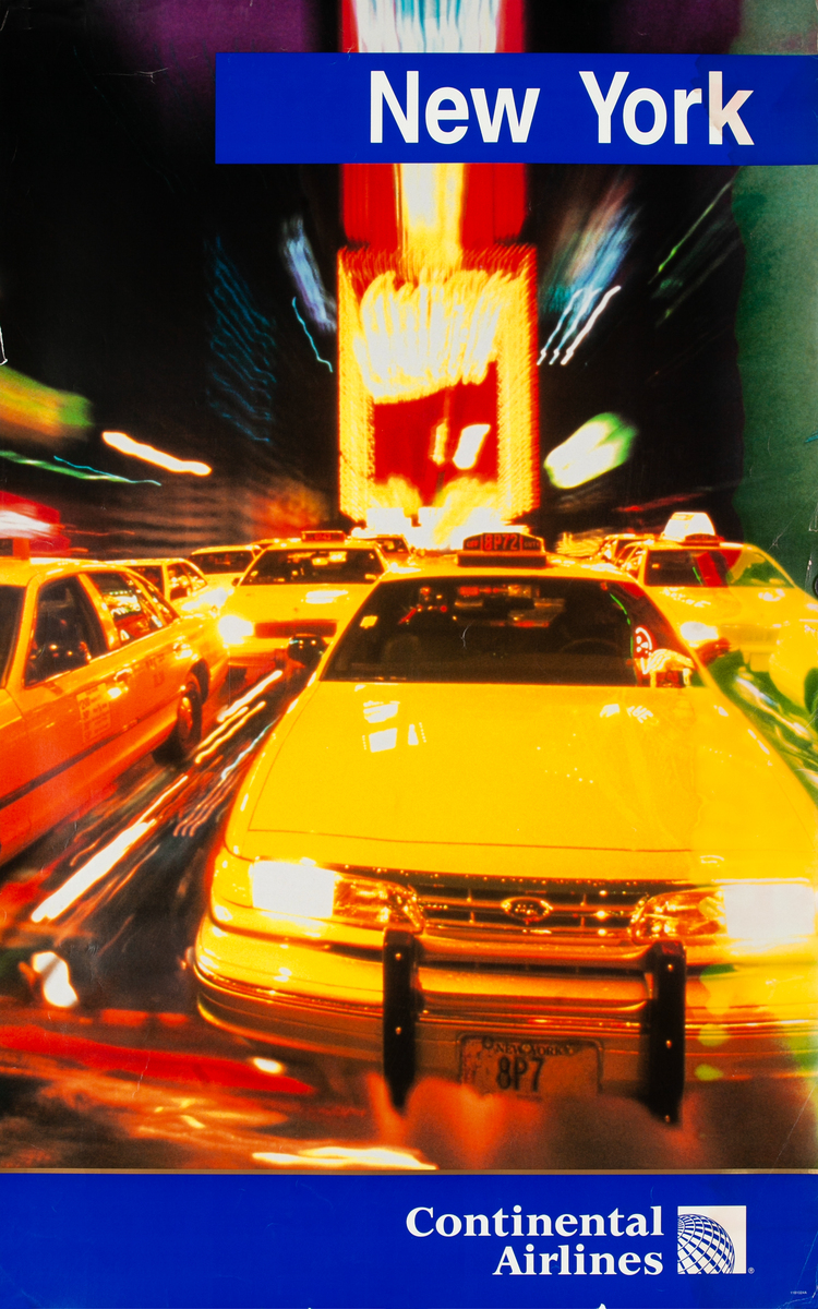 Continental Airlines New York Yellow Taxi Travel Poster 