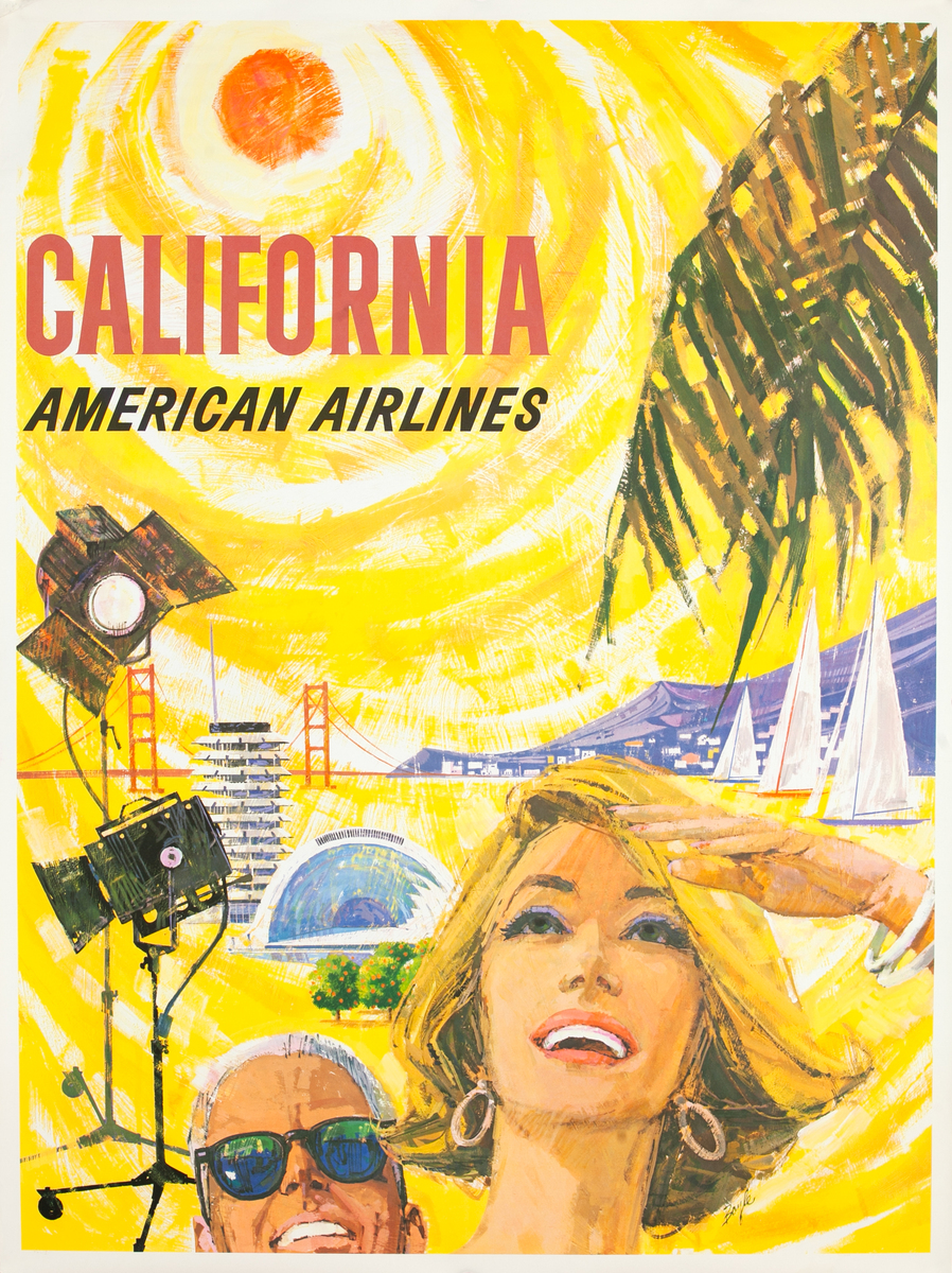 California American Airlines Original Travel Poster