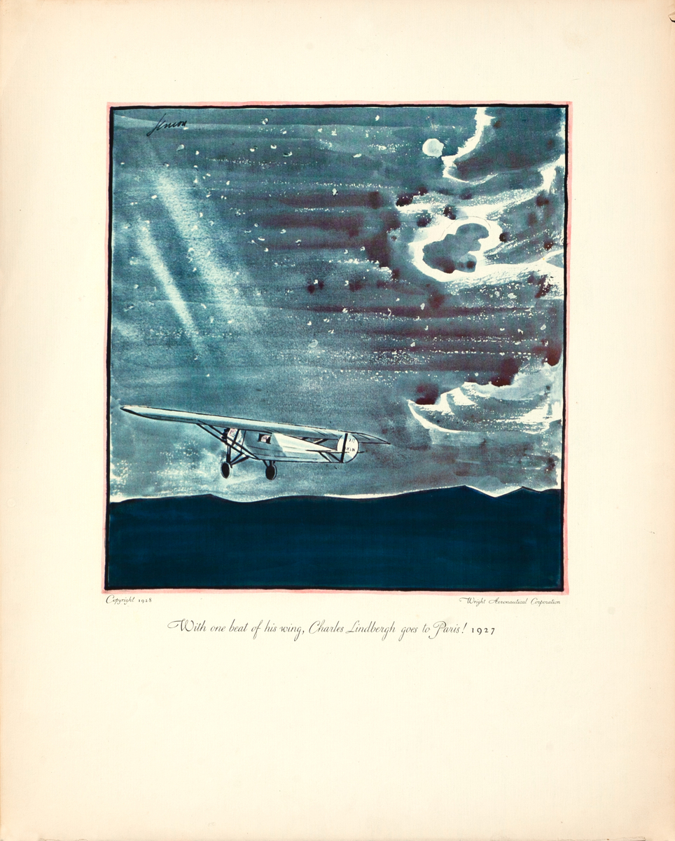 Flights: Unforgettable Exploits of the Air Original Wright Aeronautical Corporation Poster Lindbergh