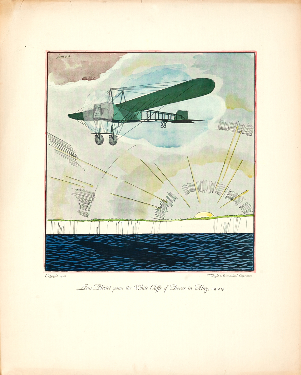 Flights: Unforgettable Exploits of the Air Original Wright Aeronautical Corporation Poster Louis Bleriot