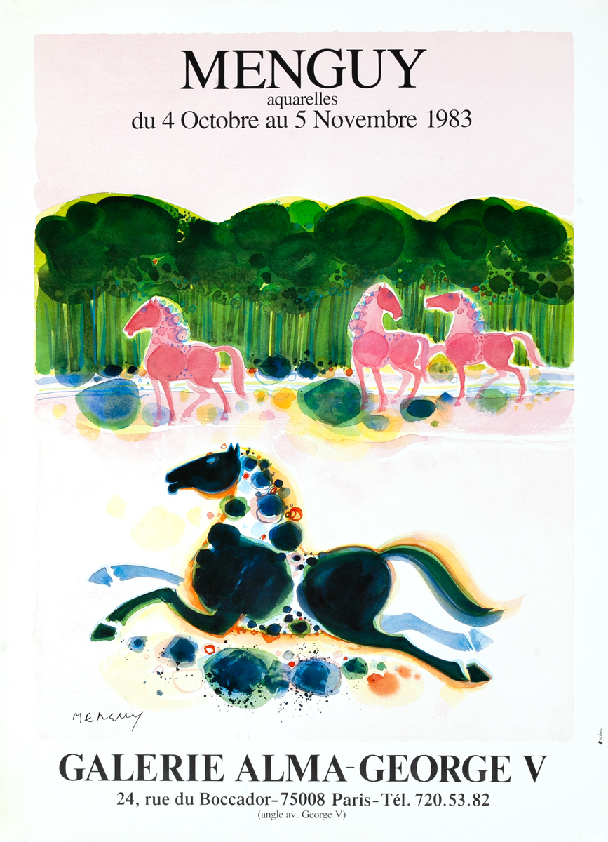 Menguy Aquarelles du 4 Octobre au 5 Novembre 1983 Original Galerie Alma - George V Exhibition Poster