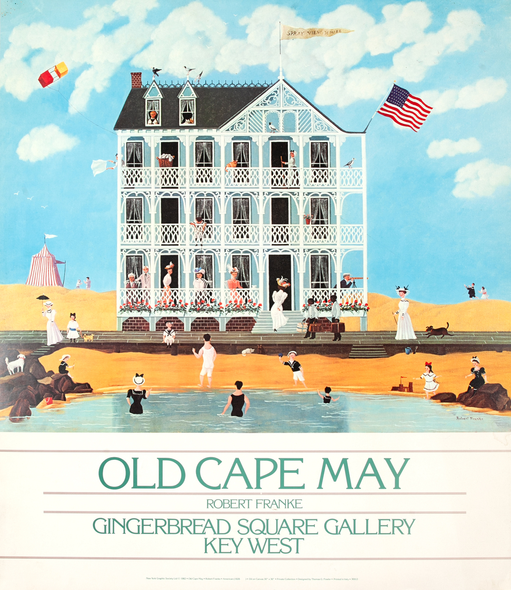 Old Cape May Robert Franke Gingerbread Square Gallery Key West Original Advertising Poster