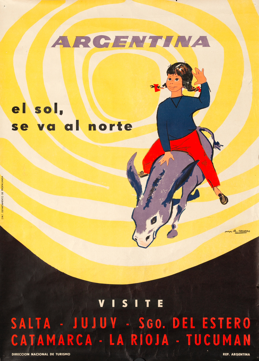 Argentina The Sun Goes North Original Travel Poster