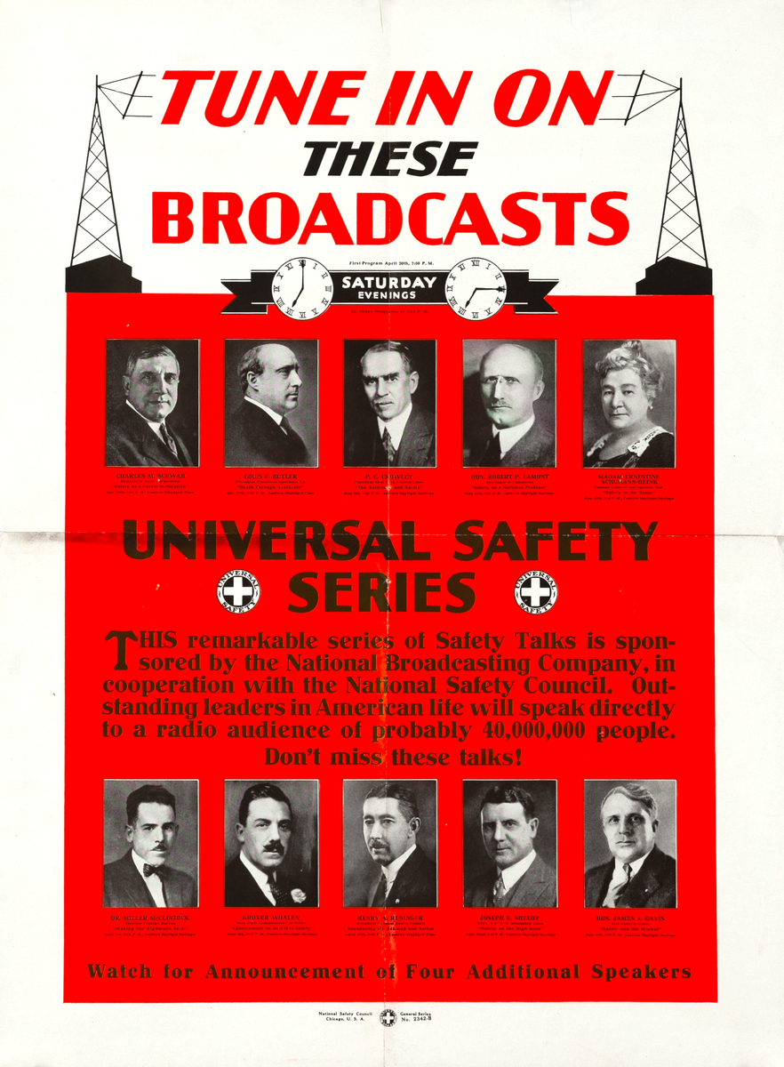 Tune in on These Broadcasts Original National Safety Council Posters