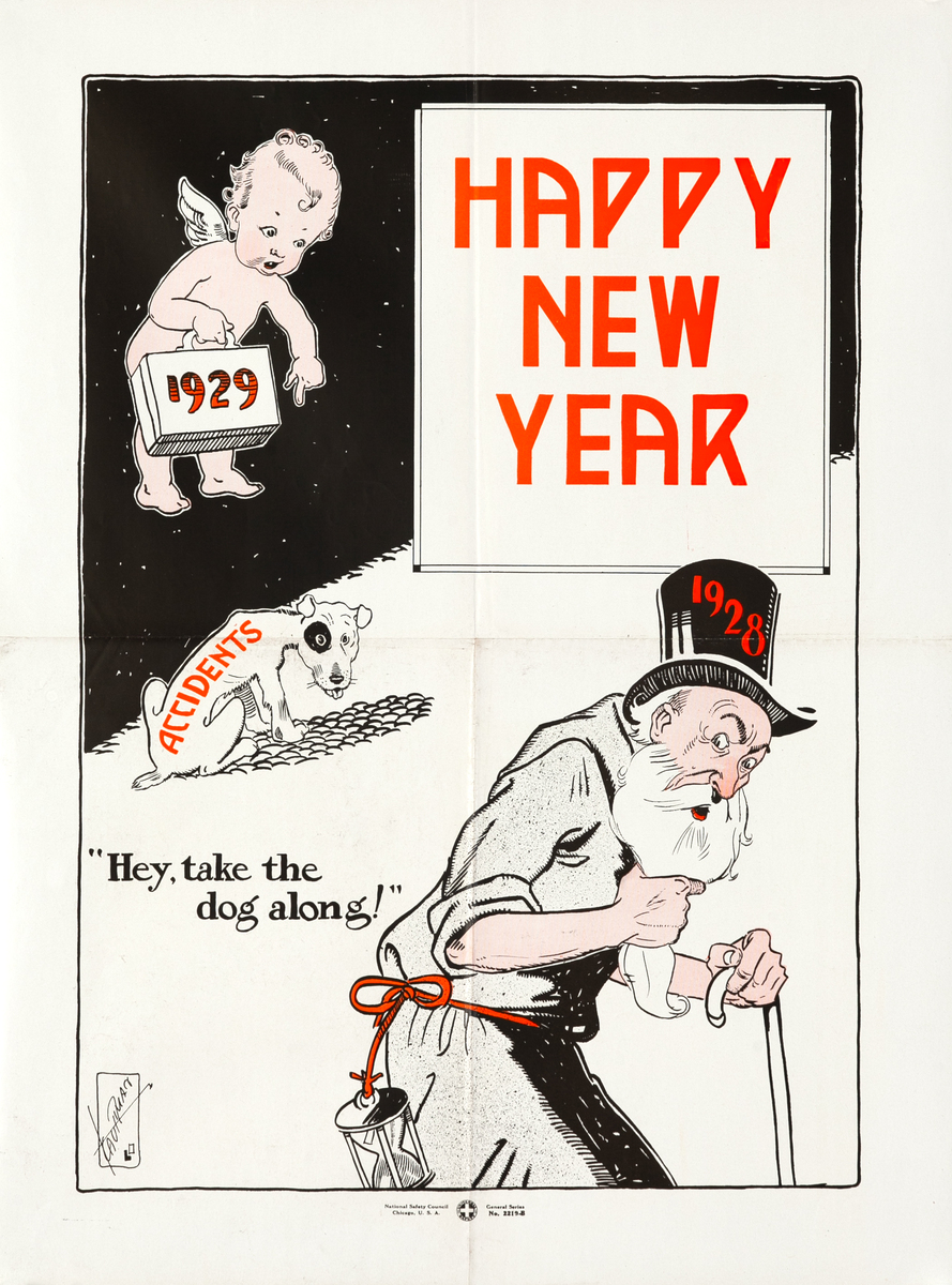 Happy New Year Original National Safety Council Poster