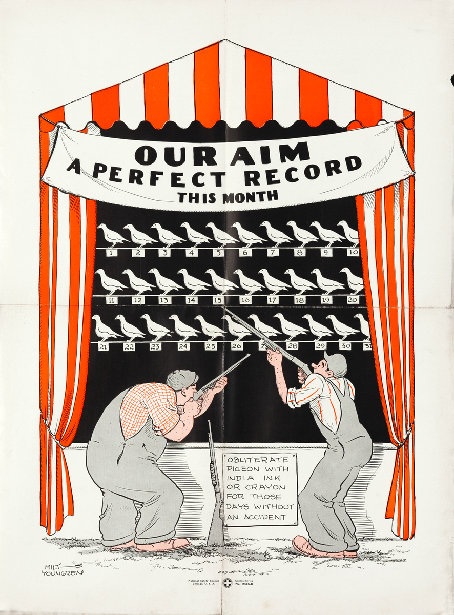 Our Aim A Perfect Record This Month Original National Safety Council Poster