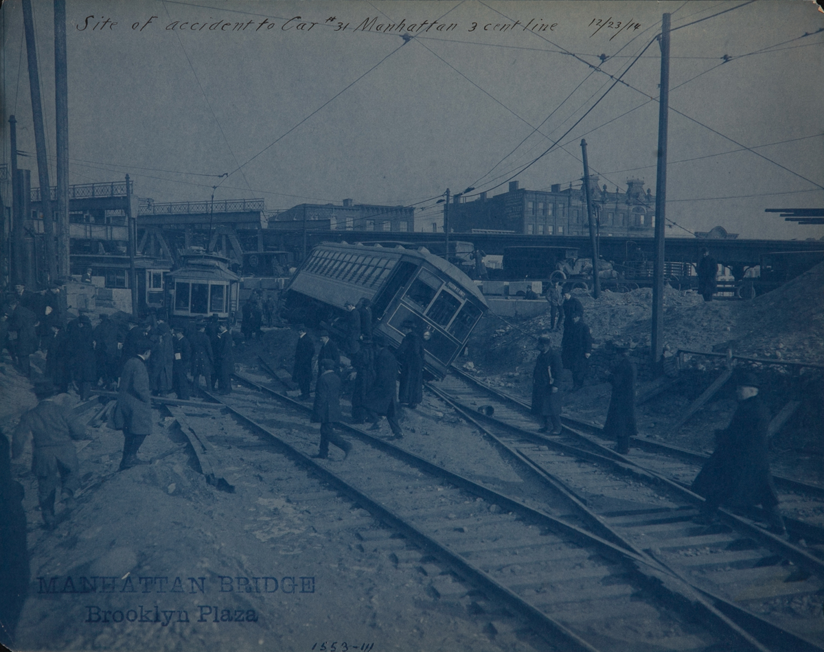 New York City Manhattan Bridge Cyanotype Photograph Site of Accident