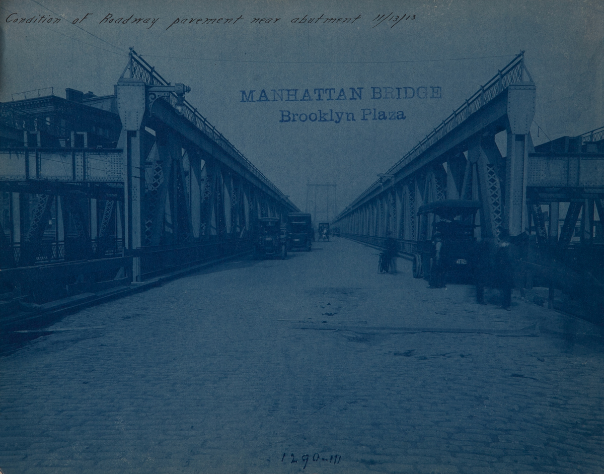 New York City Manhattan Bridge Cyanotype Photograph Condition of Roadway Pavement